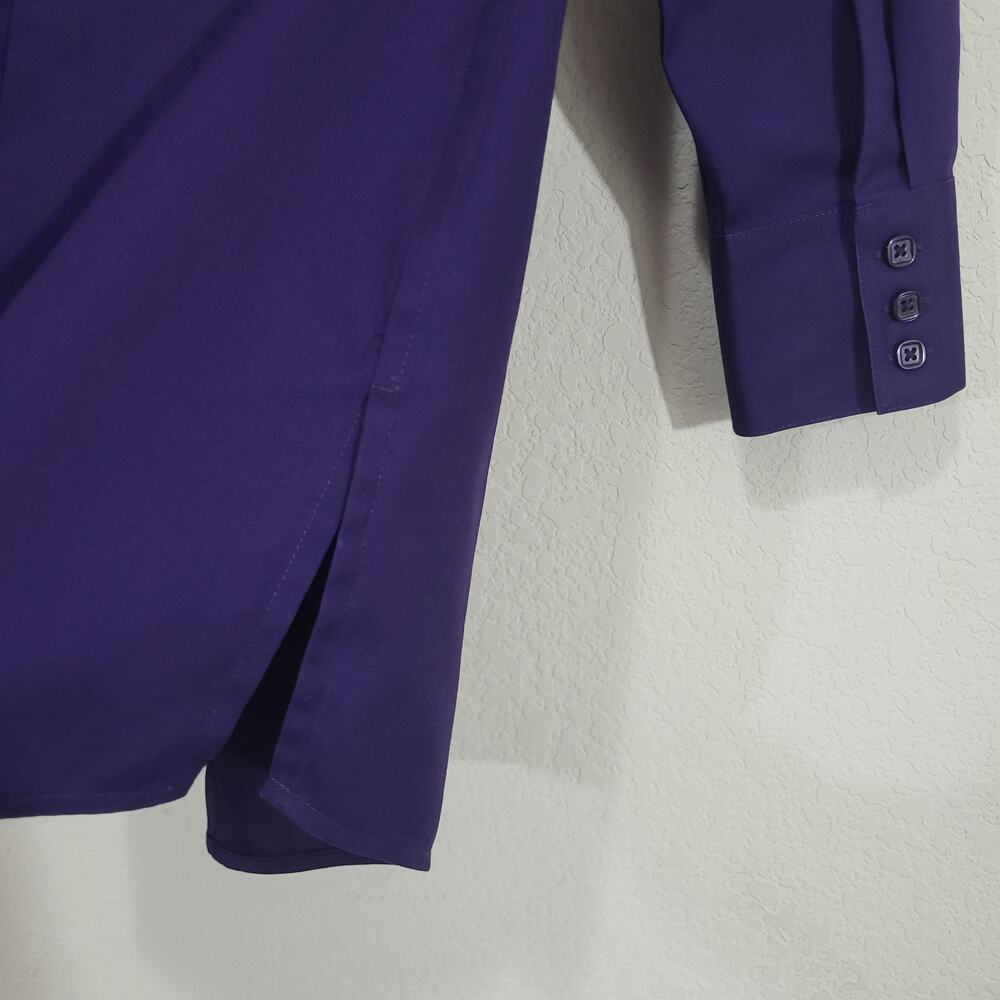 Button Down Shirt Chicos 0 Women Small 4 Purple Long Sleeve Cotton Tunic Length - Picture 7 of 11